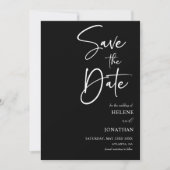 Zwarte kalligrafie minimalistische bruiloft save the date (Voorkant)