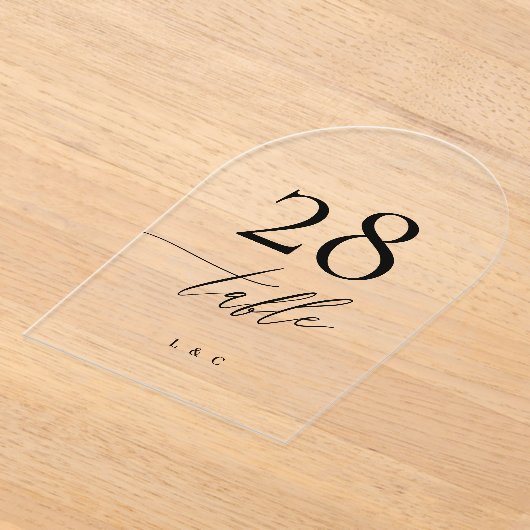 Zwarte kalligrafie Modern Acryl Boog Tafelnummer (Laagn)