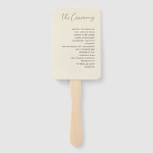 Zwarte kalligrafie op beige bruiloft-handtas handwaaier (Achterkant)