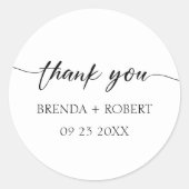 Zwarte kalligrafie op witte dank Sticker (Voorkant)