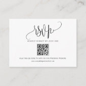Zwarte  kalligrafie QR-code RSVP Informatiekaartje (Voorkant)