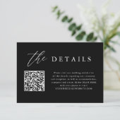 Zwarte kalligrafie QR-code trouwdetails Informatiekaartje (Staand voorkant)