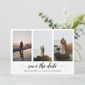 Zwarte kalligrafie Sparen de Datum met de Collage Save The Date (Staand voorkant)