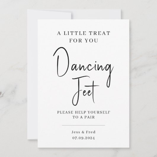 Zwarte Kalligrafie Trouwdans Voeten Pedestal Inv Kaart (Voorkant)