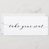 Zwarte kalligrafie trouwstoel kaart (Achterkant)