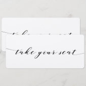 Zwarte kalligrafie trouwstoel kaart (Voorkant / Achterkant)