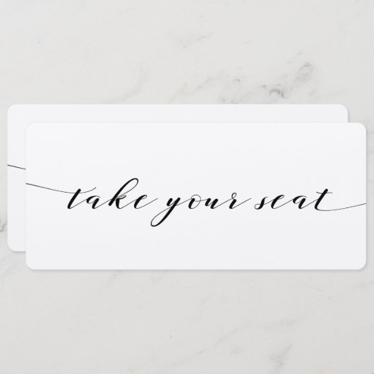 Zwarte kalligrafie trouwstoel kaart (Voorkant / Achterkant)