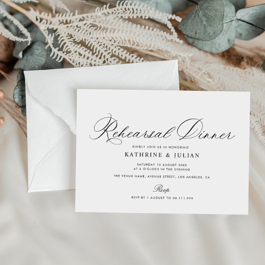 Zwarte kalligrafie Uitnodiging voor diner Rehearin