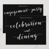Zwarte kalligrafie uitnodigingen voor verlovingsfe (Voorkant / Achterkant)