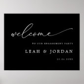 Zwarte kalligrafie verlovingsfeest welkomstbord poster (Voorkant)