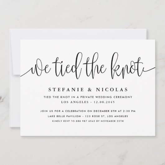 Zwarte kalligrafie We bonden de knoop bruiloft Kaart (Voorkant)