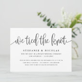 Zwarte kalligrafie We bonden de knoop bruiloft Kaart (Staand voorkant)