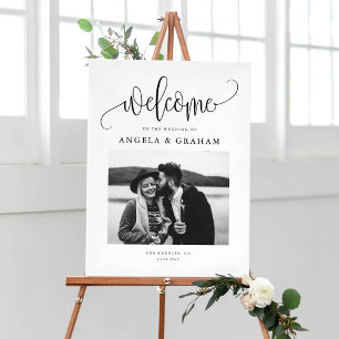 Zwarte  Kalligrafie Wedding Photo Design Poster