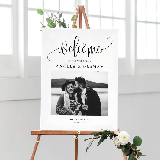 Zwarte  Kalligrafie Wedding Photo Design Poster