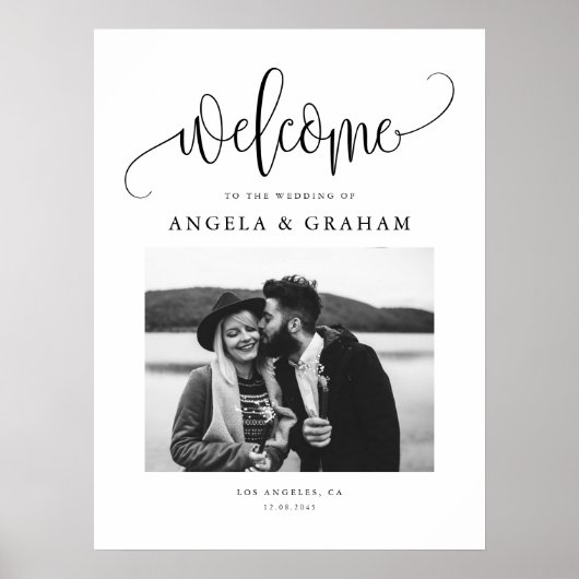 Zwarte Kalligrafie Wedding Photo Design Poster (Voorkant)