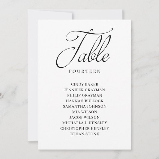 Zwarte kalligrafietabel Aantal Kaarten in de Zitka (Voorkant)