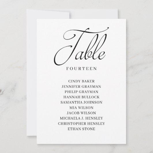 Zwarte kalligrafietabel Aantal Kaarten in de Zitka (Achterkant)