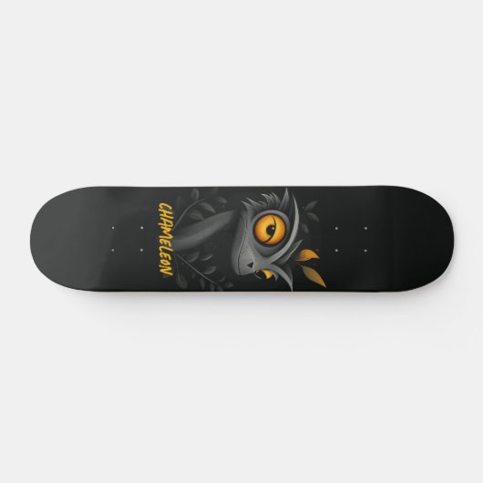 Zwarte kameleon gepersonaliseerd persoonlijk skateboard (Horizontaal)