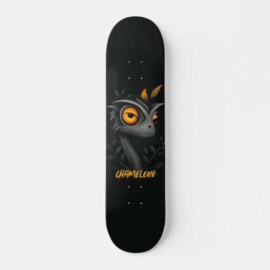Zwarte kameleon gepersonaliseerd persoonlijk skateboard (Voorkant)