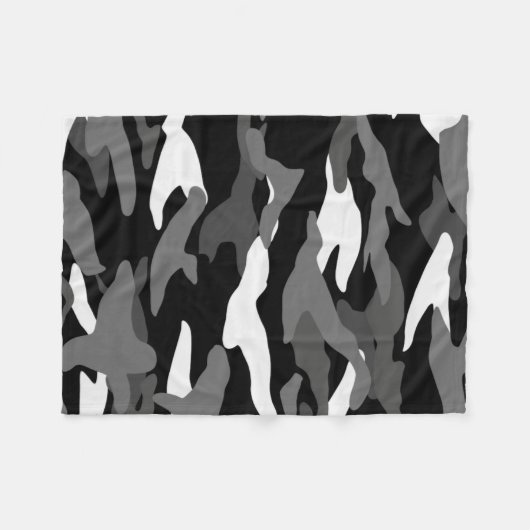 Zwarte kamouflage fleece deken (Voorkant (Horizontaal))