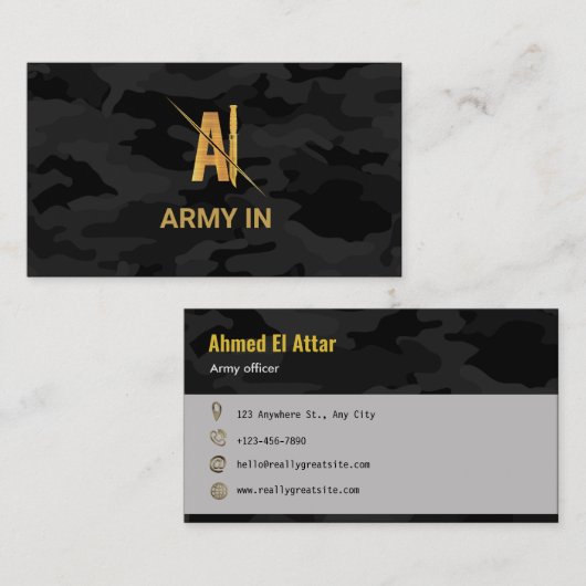 Zwarte kamouflage visitekaartje (Voorkant / Achterkant)