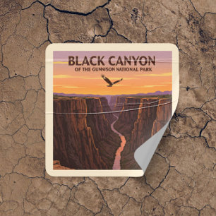  zwarte kanon van het Gunnison National Park Vierkante Sticker