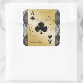 Zwarte Kant, Aas van Klaveren, Zwarte Glitters Bed Vierkante Sticker (Tas)