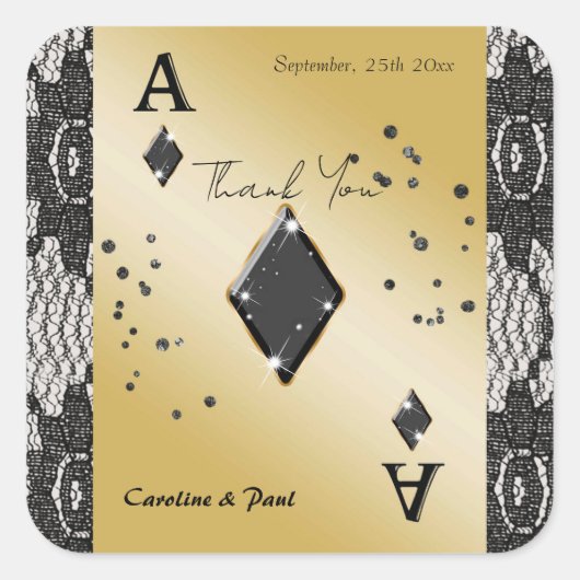 Zwarte Kant, Aas van Ruiten, Zwarte Glitters Bedan Vierkante Sticker (Voorkant)