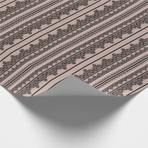 Zwarte kant, ajour, bruine achtergrond, beige, Bla Cadeaupapier