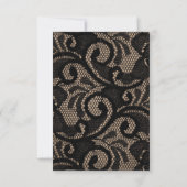 Zwarte kant, burlap, linen, aangepast bruiloft bedankkaart (Achterkant)