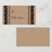 Zwarte kant & Burlap Place Card Plaatskaartje (Voorkant / Achterkant)