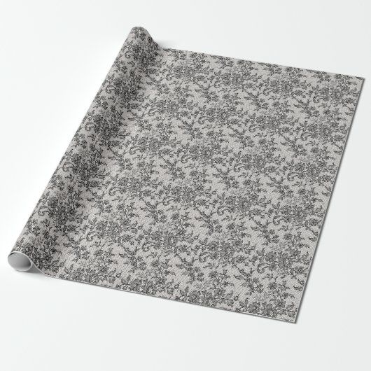 Zwarte kant cadeaupapier (Uitgerold)