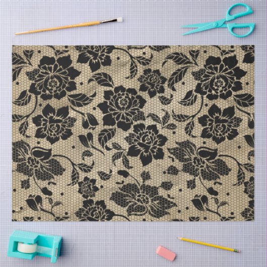  Zwarte Kant decoupage Tissue Paper Tissuepapier (Craft)