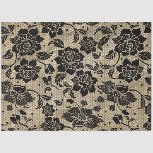  Zwarte Kant decoupage Tissue Paper Tissuepapier (Voorkant)