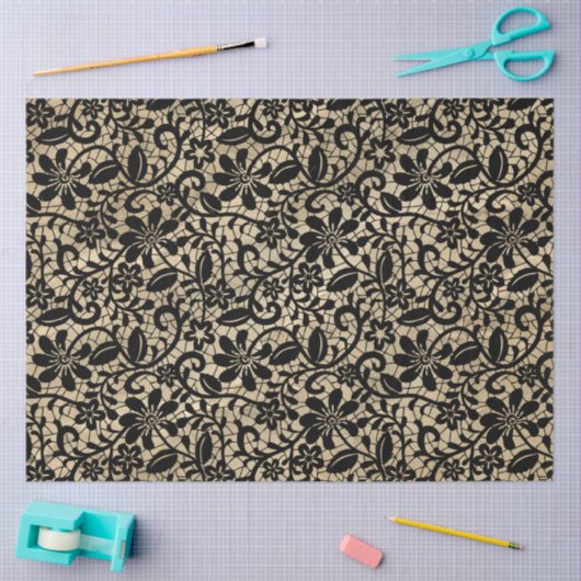 Zwarte Kant decoupage Tissue Paper Tissuepapier (Craft)