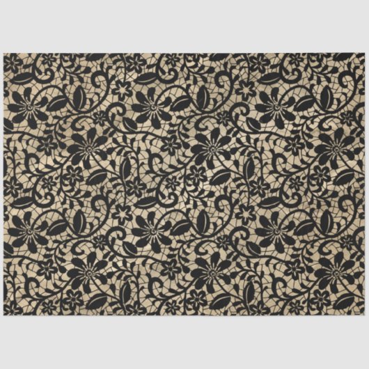  Zwarte Kant decoupage Tissue Paper Tissuepapier (Voorkant)