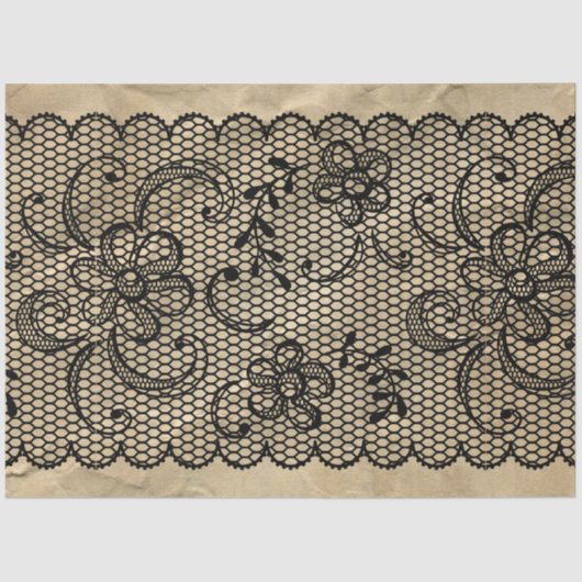 Zwarte Kant decoupage Tissue Paper Tissuepapier (Voorkant)