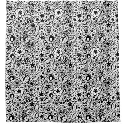 Zwarte kant douchegordijn (Voorkant)