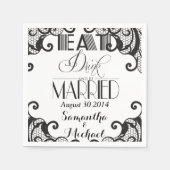 Zwarte kant eet Drink om te trouwen Servet (Voorkant)