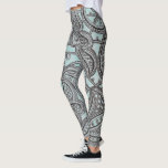 zwarte kant en Blauwgroen patroon Leggings<br><div class="desc">Leggings met deklaag-effect,  gevarieerd (geen echte kant gebruikt)</div>