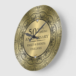 Zwarte kant en gouden trouwdag 50 jaar grote klok