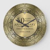 Zwarte kant en gouden trouwdag 50 jaar grote klok (Voorkant)