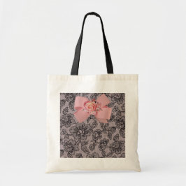 Zwarte kant en Rozen Tote Bag