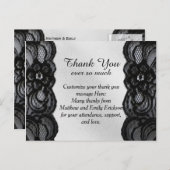 Zwarte kant en satijn dank u kaarten (Voorkant / Achterkant)