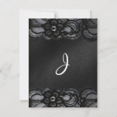 Zwarte kant en satijnbruiloft kaart (Achterkant)