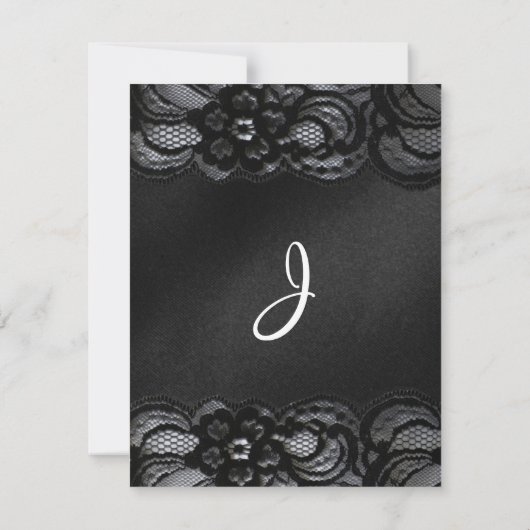 Zwarte kant en satijnbruiloft kaart (Achterkant)