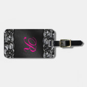 Zwarte kant en satin bagagelabel (Voorkant horizontaal)