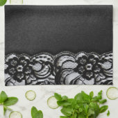 Zwarte kant en satin theedoek (Gevouwen)