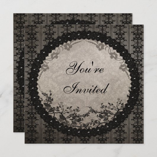  zwarte kant en sequins Birthday Party Kaart (Voorkant / Achterkant)