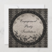 zwarte kant en Sequins Engagement Party Kaart (Voorkant)